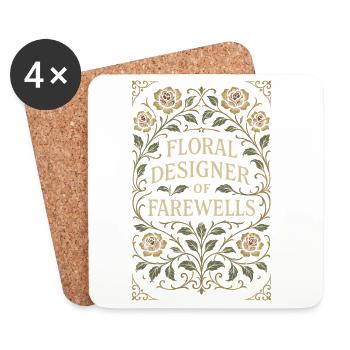 Beerdigung, Florist, Gedenkarrangement, Sympathie - Untersetzer (4er-Set) - Weiß - Vorne