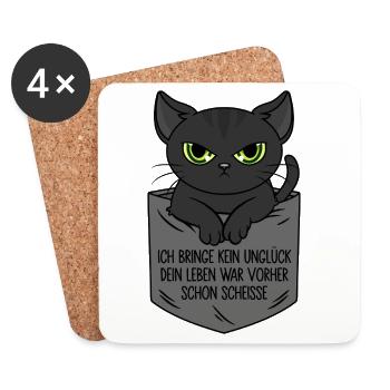 Je n’apporte pas de malchance Sac de poitrine de chat noir - Dessous de verre (lot de 4) - blanc - Devant