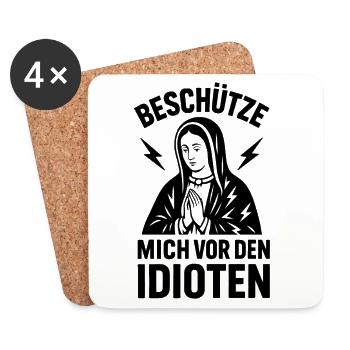 Funshirt Protégez-moi des idiots - Dessous de verre (lot de 4) - blanc - Devant