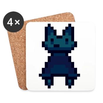 Chat pixel - Dessous de verre (lot de 4) - blanc - Devant