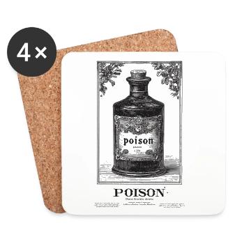 Étiquette de bouteille de poison vintage - Dessous de verre (lot de 4) - blanc - Devant