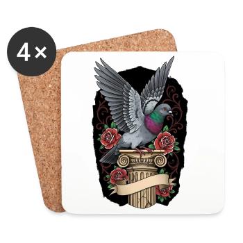 Pigeon amateur cadeau pigeon chuchoteur doux - Dessous de verre (lot de 4) - blanc - Devant
