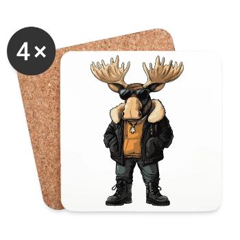 Elch Cool Winter - Untersetzer (4er-Set) - Weiß - Vorne