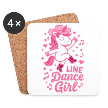 Line Dance Unicorn Girl - Dancing Gift - Coasters (set of 4) - white - Front