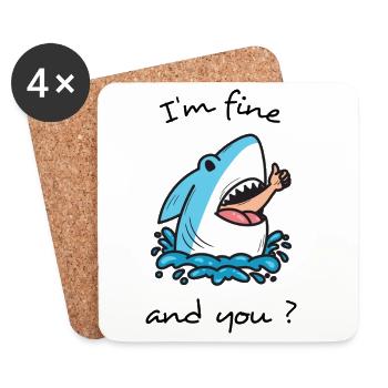 Shark Surfing Humor Funny Ocean Beach Gift Surfing - Coasters (set of 4) - white - Front