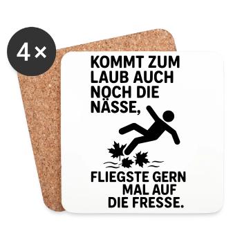 Leaves Wet Autumn Saying - Coasters (set of 4) - white - Front