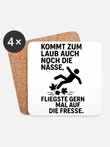 laub nässe herbst spruch - Untersetzer (4er-Set) - Weiß