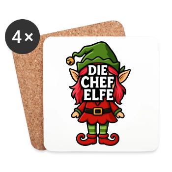 Chef Elf X-Mas Outfit Christmas Family - Coasters (set of 4) - white - Front