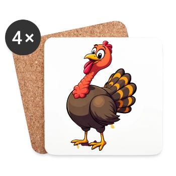 Thanksgiving Funny Thanksgiving Turkey - Coasters (set of 4) - white - Front