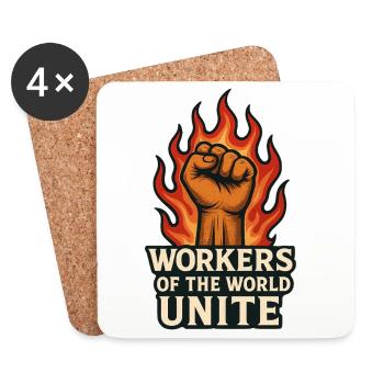 Poings et flammes – Arbeiterwelt Unite - Dessous de verre (lot de 4) - blanc - Devant