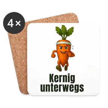 Hearty on the go - carrot vegetable caricature - Coasters (set of 4) - white - Front