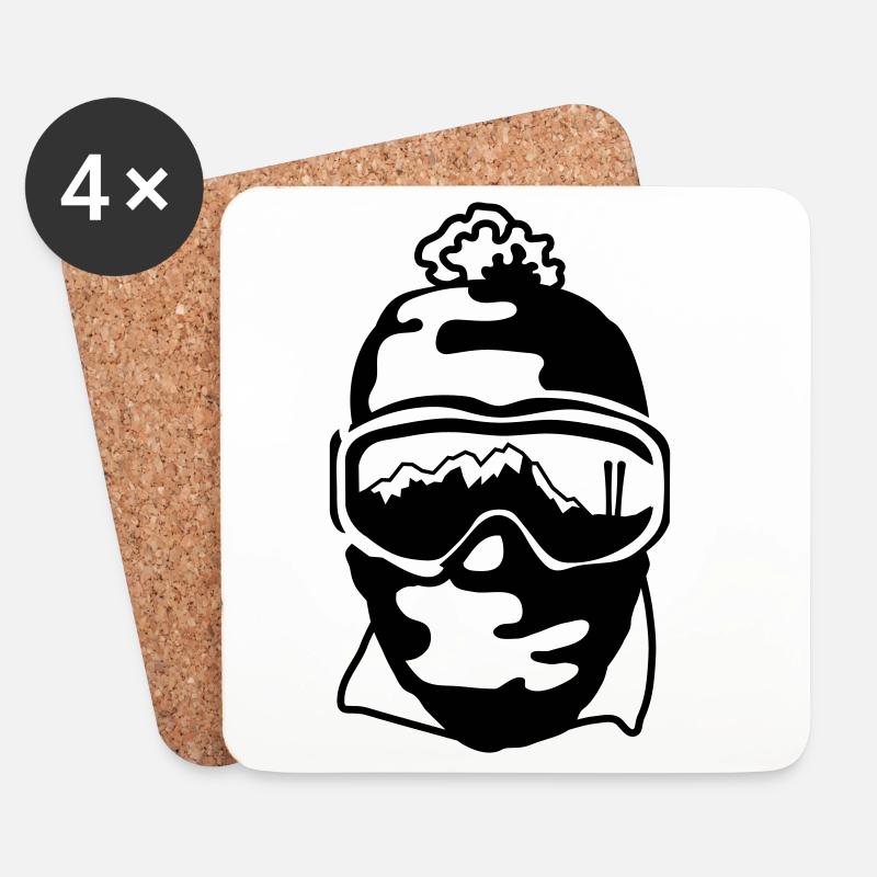 Skibrille - Untersetzer (4er-Set) - Weiß