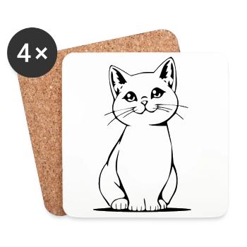 Cat Black & White Cat Shirt Gift Christmas - Coasters (set of 4) - white - Front