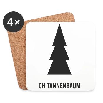 Tannenbaum Silhouette Oh Tannenbaum - Untersetzer (4er-Set) - Weiß - Vorne
