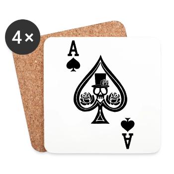 Vintage Spade Schädel - Untersetzer (4er-Set) - Weiß - Vorne