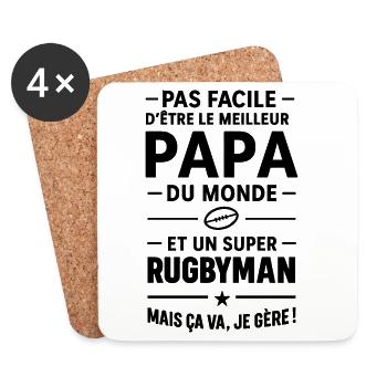 Super Dad Rugby Player Humor Gift Rugby - Coasters (set of 4) - white - Front
