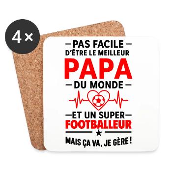 Heart + Football – Super Dad Footballer - Coasters (set of 4) - white - Front