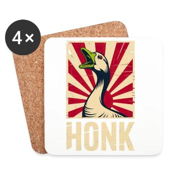 Honk - Funny Goose Propaganda Poster - Coasters (set of 4) - white - Front