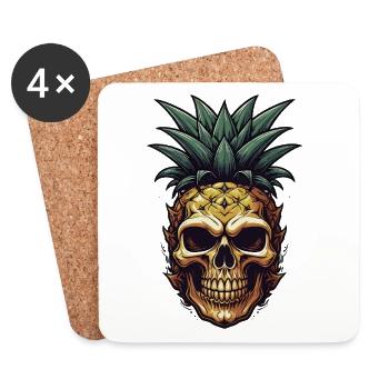 Tropischer Ananas-Schädel - Untersetzer (4er-Set) - Weiß - Vorne