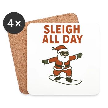 Schlitten-Alltags-Weihnachtsspaß - Untersetzer (4er-Set) - Weiß - Vorne