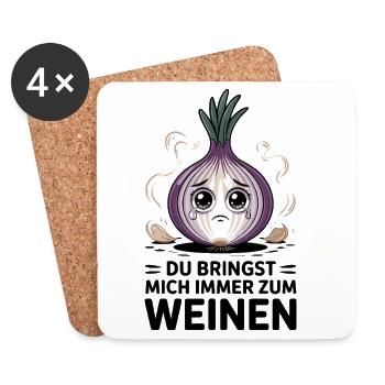 You always make me cry funny onion - Coasters (set of 4) - white - Front
