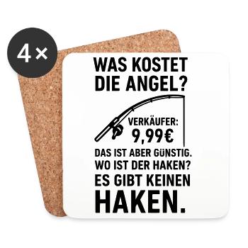 angeln haken Angler witz  - Untersetzer (4er-Set) - Weiß - Vorne