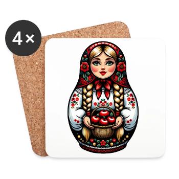  Matroschka auf russisch Matryoshka Doll Russian - Untersetzer (4er-Set) - Weiß - Vorne