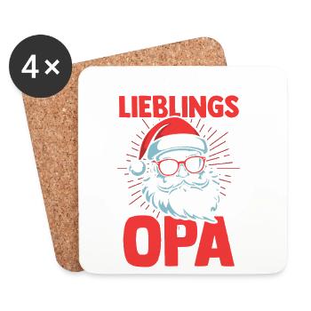 Noël Père Noël Grand-père Noël - Dessous de verre (lot de 4) - blanc - Devant