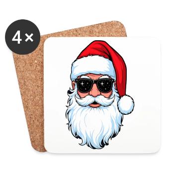Weihnachtsmann mit Sonnenbrille Hipster Santa - Untersetzer (4er-Set) - Weiß - Vorne