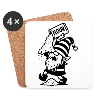 Biscuits à la farine de gnome cuits - Dessous de verre (lot de 4) - blanc - Devant
