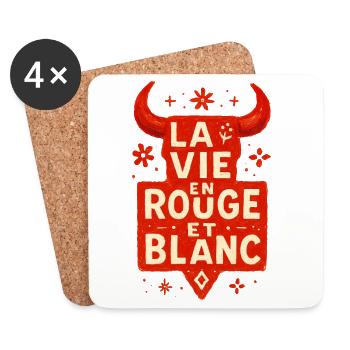 La vie en rouge est blanc - Féria - Dessous de verre (lot de 4) - blanc - Devant