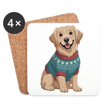 Chien nordique en pull - Dessous de verre (lot de 4) - blanc - Devant