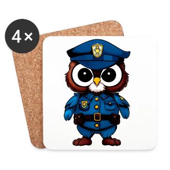 Owl Police - Coasters (set of 4) - white - Front
