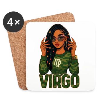 Jungfrau-Königin – Lock-Afro-Mädchen-Weisheits-Vibes - Untersetzer (4er-Set) - Weiß - Vorne