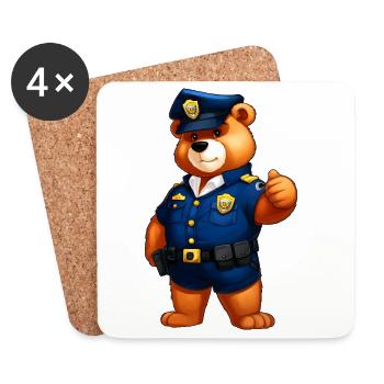 Ours de la Police - Dessous de verre (lot de 4) - blanc - Devant