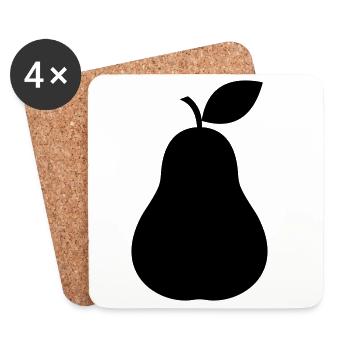 Birne silhouette Obst minimal - Untersetzer (4er-Set) - Weiß - Vorne