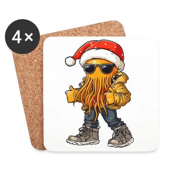 Qualle Weihnachten Winter - Untersetzer (4er-Set) - Weiß - Vorne