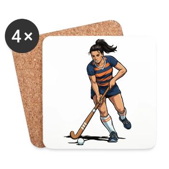 Joueur de hockey en action - Dessous de verre (lot de 4) - blanc - Devant