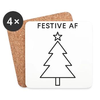 Minimalistischer Weihnachtsbaum - Untersetzer (4er-Set) - Weiß - Vorne