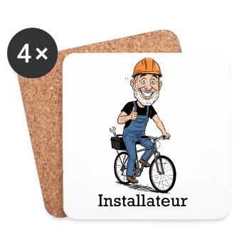 Construction Worker Bicycle Hero - Coasters (set of 4) - white - Front