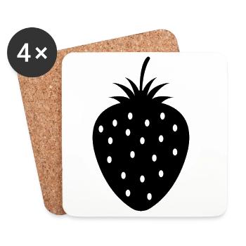 fraise - Dessous de verre (lot de 4) - blanc - Devant