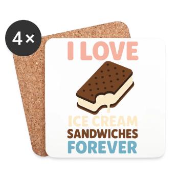 Dessert d’été pour amateurs de sandwichs glacés - Dessous de verre (lot de 4) - blanc - Devant