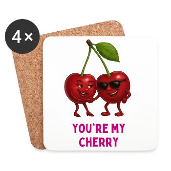 Cherry duo: You are my cherry - Coasters (set of 4) - white - Front
