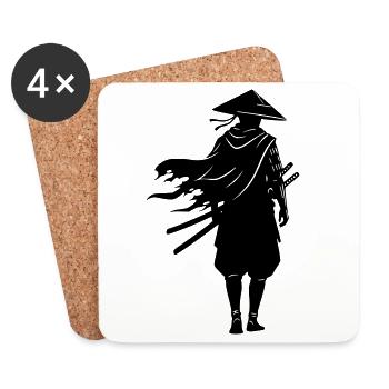 Schatten Krieger Samurai Strohhut - Untersetzer (4er-Set) - Weiß - Vorne