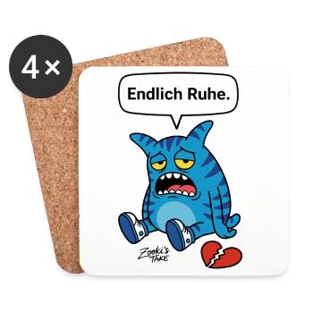 Peace at last. Separation, heartache? Zooki Monster - Coasters (set of 4) - white - Front