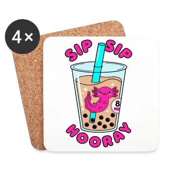 Sip Sip Hooray 8. Geburtstag Axolotl Bubble Tea - Untersetzer (4er-Set) - Weiß - Vorne