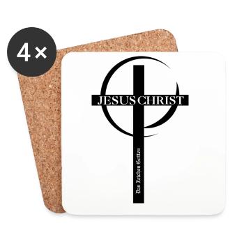 Jesus Christ Capital Lettering Logo - Coasters (set of 4) - white - Front