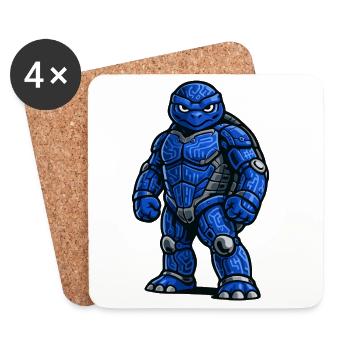 Futuristic Armored Turtle Warrior - Coasters (set of 4) - white - Front