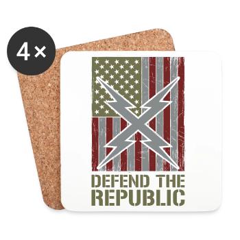 Défendre le drapeau de la République des États-Unis - Dessous de verre (lot de 4) - blanc - Devant
