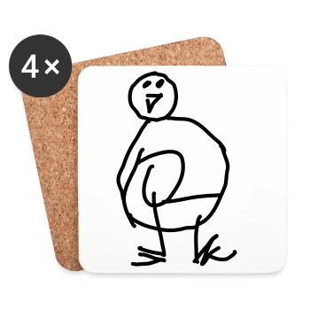 Doodle Penguin - Coasters (set of 4) - white - Front